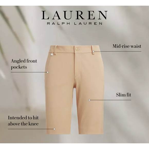 Ralph Lauren Stretch Twill Bermuda Shorts | Plus Size 14W Khaki Tan NWT $90 - Picture 5 of 9